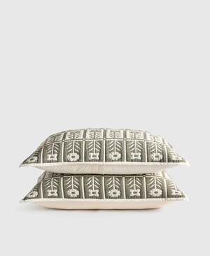 Quince Organic Cotton Jacquard Floral Sham Set 2 in Dried Sage STANDARD NEW